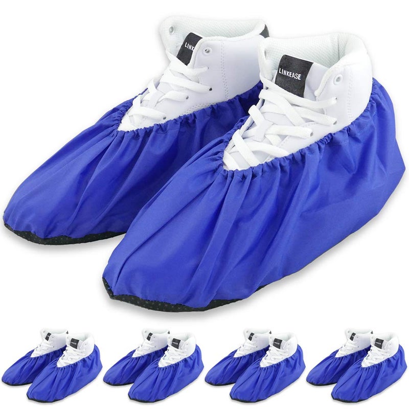 LINKEASE Reusable Boot & Shoe Covers Water Resistant Non Skid and Washable for Real Estate Contractors to Keep Floors Carpets Footwear and Rooms Clean - 5 Pairs (Large, Blue) - Image 1